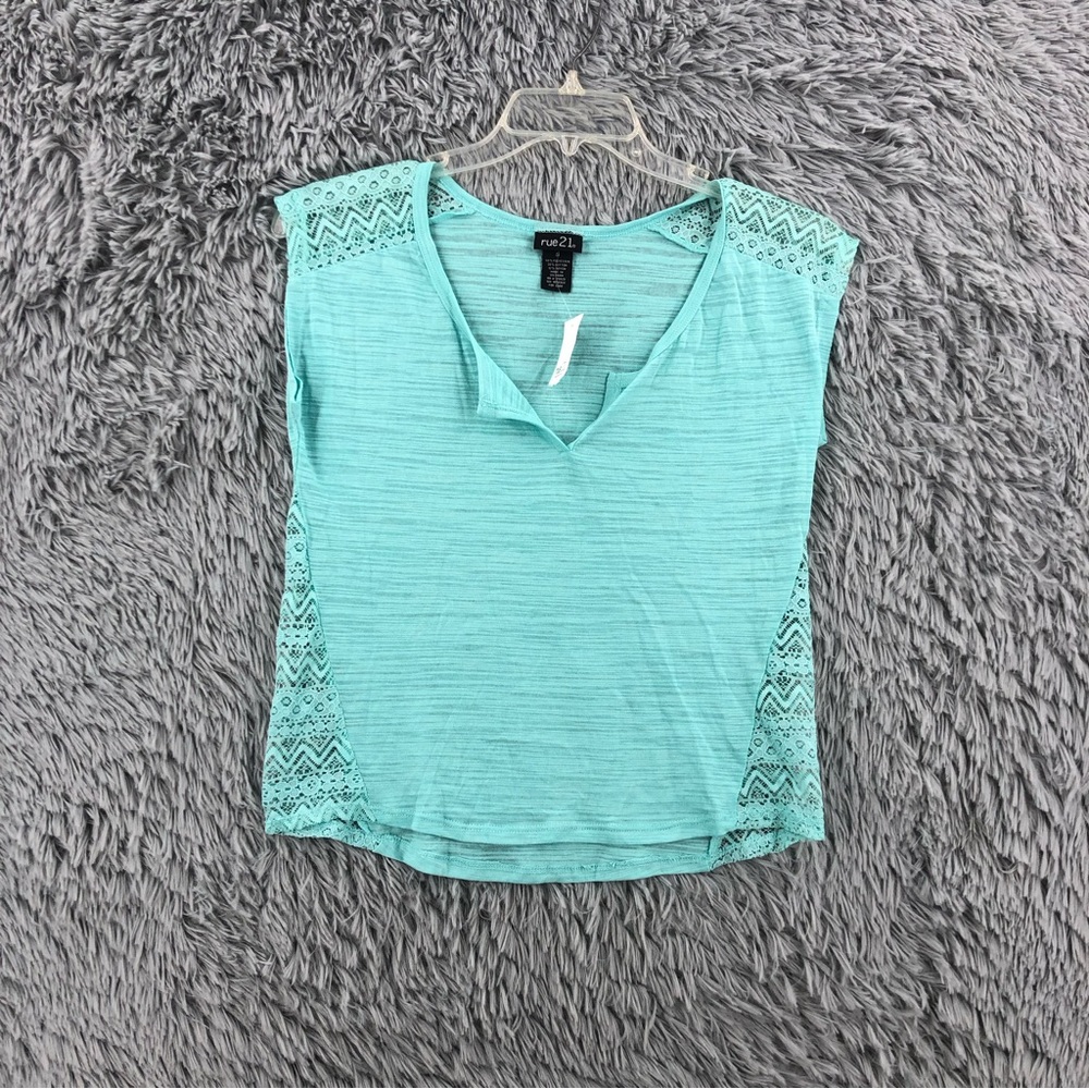 Rue21 Top Womens Small NWT Teal Lace Detail Neck